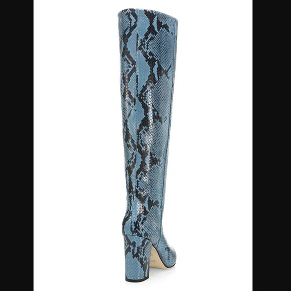 Paris Texas Blue Snakeskin Heeled Boots - Picture 4 of 16